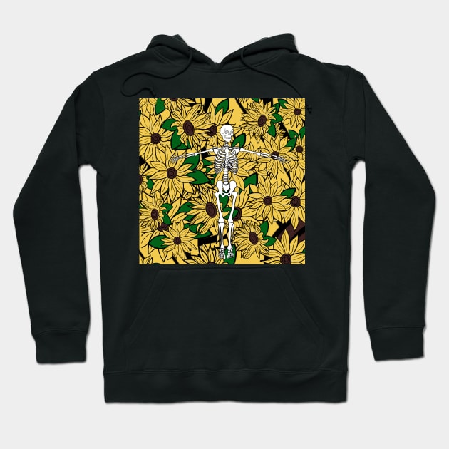 Skeleton in sunflower garden Hoodie by Mermaidssparkle